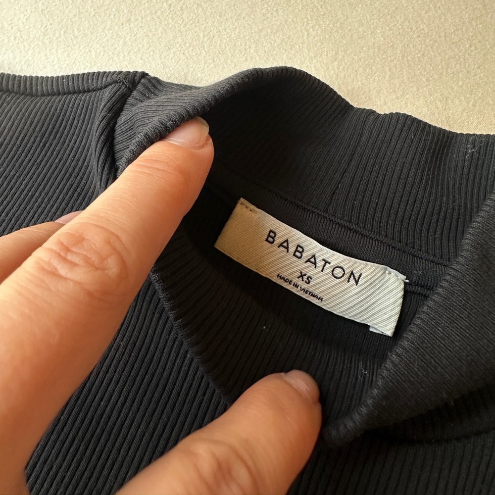 Aritzia Babaton Black Ribbed Mockneck Tee